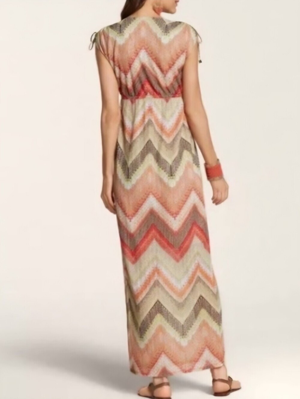 Chico's Textured-Chevron Tessa Maxi Summer Sun Dress Knit Colorful Crochet Boho - Picture 2 of 11